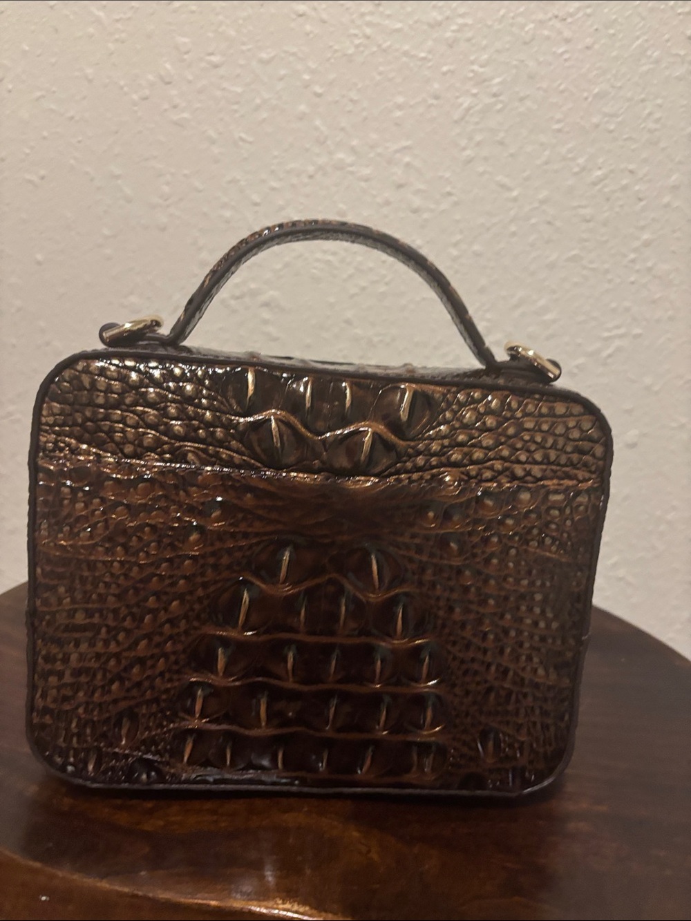 Brahmin Bronze Croc-Embossed Top-Handle Mini Satchel - Picture 4 of 10
